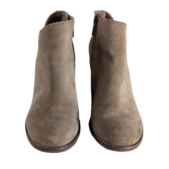 Lucky Brand Wedge Ankle Boot Bootie Women 8.5 Tan Boho Western Suede Yakeena - Picture 3 of 12